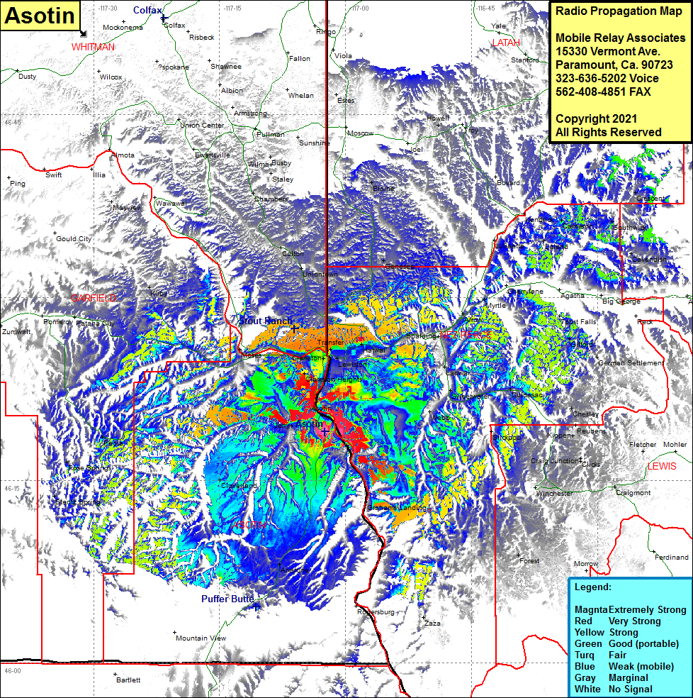 heat map radio coverage Asotin